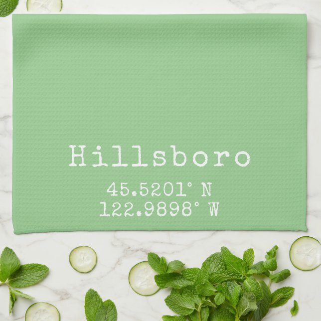 Hillsboro Oregon Latitude Longitude   Tea Towel (Folded)