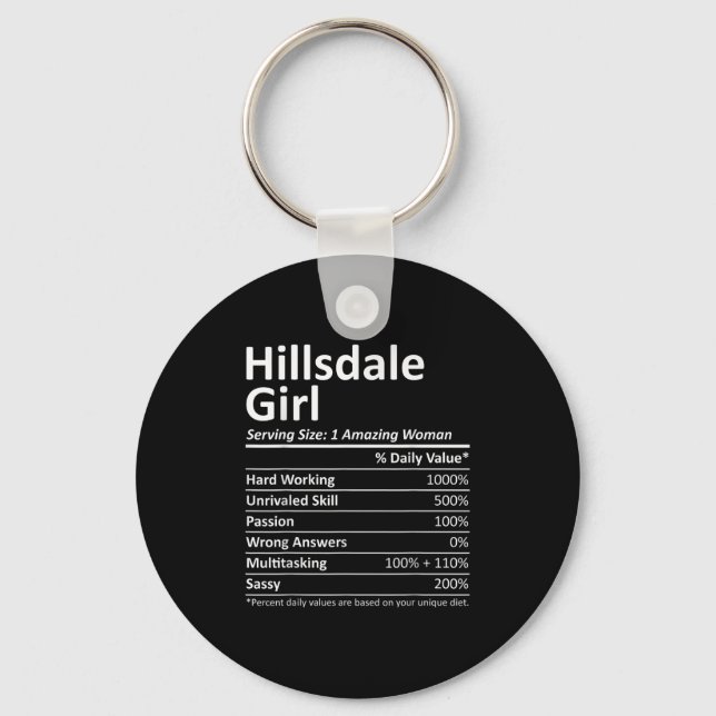 Hillsdale Girl Nj New Jersey Funny City Home Roots Key Ring (Front)