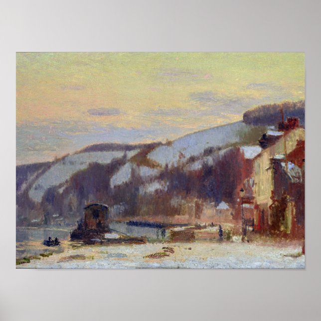Hillside at Croisset under snow Poster (Front)
