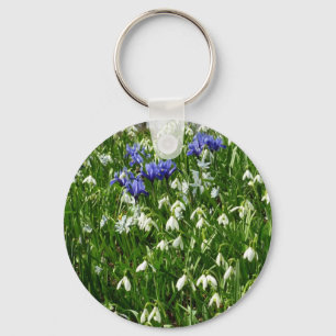 Hillside of Early Spring Flowers Landscape Key Ring