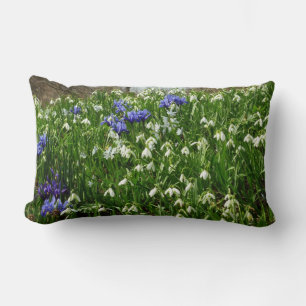 Hillside of Early Spring Flowers Landscape Lumbar Cushion