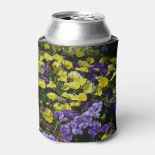 Hillside of Purple and Yellow Pansies Can Cooler