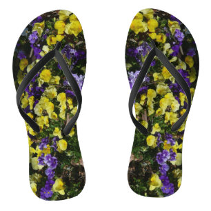 Hillside of Purple and Yellow Pansies Jandals