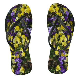 Hillside of Purple and Yellow Pansies Jandals