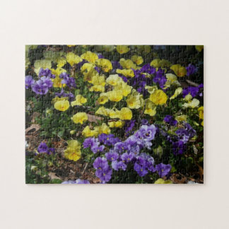 Hillside of Purple and Yellow Pansies Jigsaw Puzzle