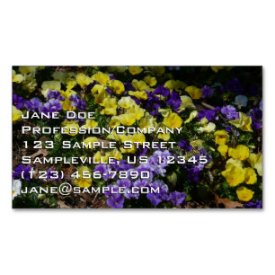 Hillside of Purple and Yellow Pansies Magnetic Business Card