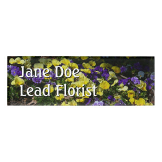 Hillside of Purple and Yellow Pansies Name Tag