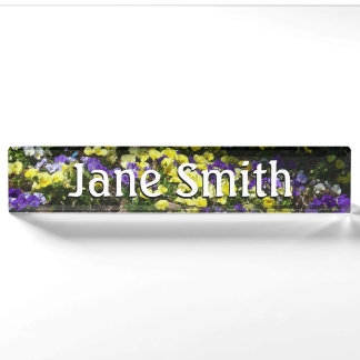 Hillside of Purple and Yellow Pansies Nameplate