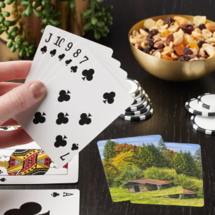 Hillside Shack View of Mountains & Forest Playing Cards