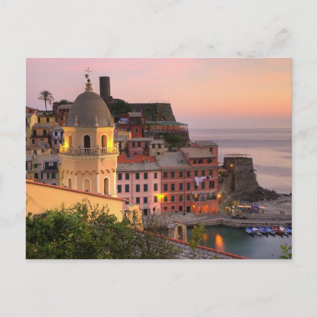 Hillside town of Vernazza in the evening, Cinque Postcard (Front)
