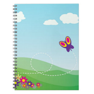 HILLSIDE WITH BUTTERFLY AND FLOWERS NOTEBOOK