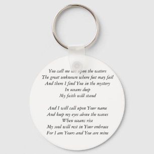 Hillsong United- Oceans lyrics Inspirational Key Ring