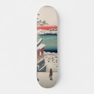 Hilltop Snow View Vintage Ukiyo-e Japanese Art Skateboard