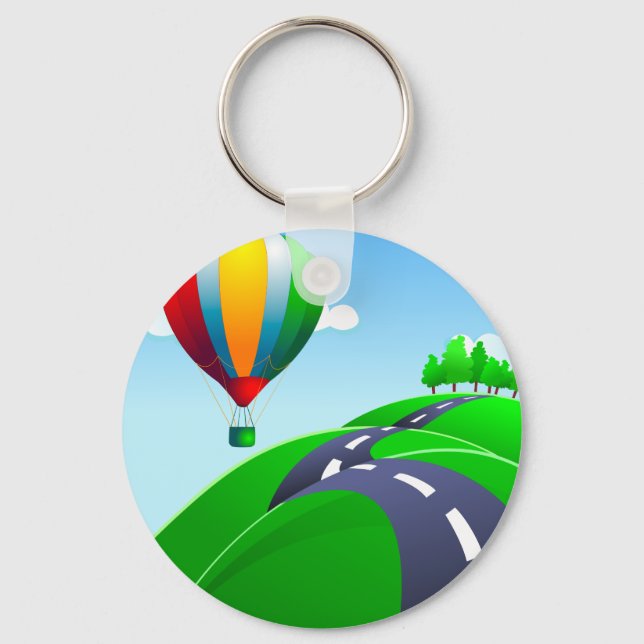 Hilly road with balloon, keychain (Front)
