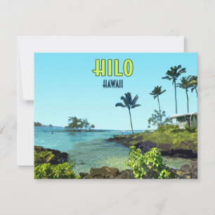 Hilo Big Island Hawaii Beach Vintage Flat Card