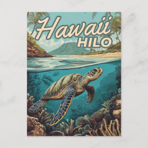Hilo Hawaii Big Island Retro Tropical Coastal Postcard