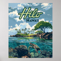 Hilo Hawaii Big Island Turtle Beach Vintage