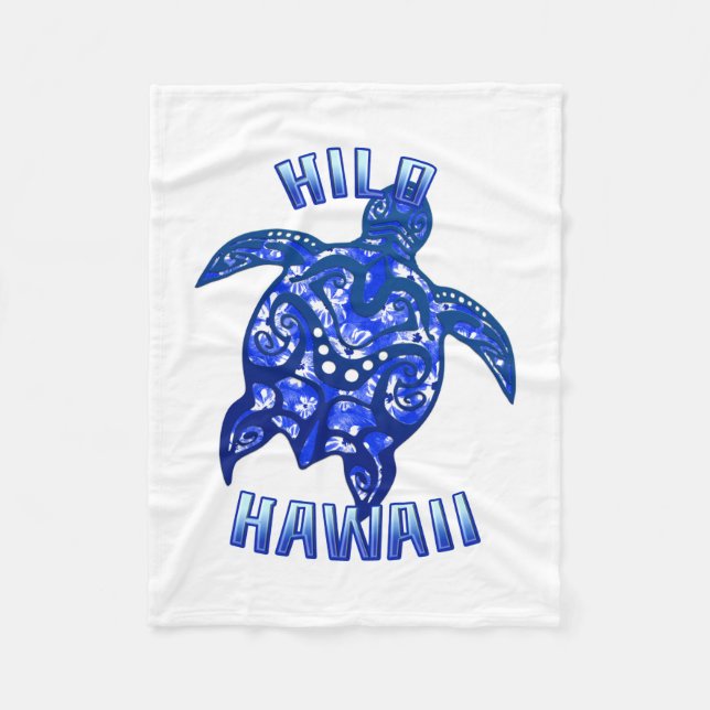Hilo Hawaii Vacation Tribal Turtle Fleece Blanket (Front)