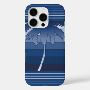 Hilo Hawaiian Palms Striped Blue iPhone 16 Pro Case