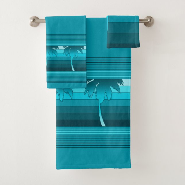 Hilo Hawaiian Palms Striped Coordinates Bath Towel Set (Insitu)