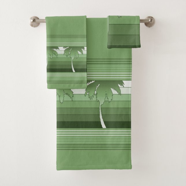 Hilo Hawaiian Palms Striped Coordinates Bath Towel Set (Insitu)