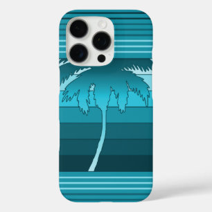 Hilo Hawaiian Palms Striped Teal iPhone 16 Pro Case