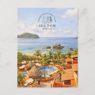 Hilton Grand Vacations Club   Mexico Watercolor Holiday Postcard