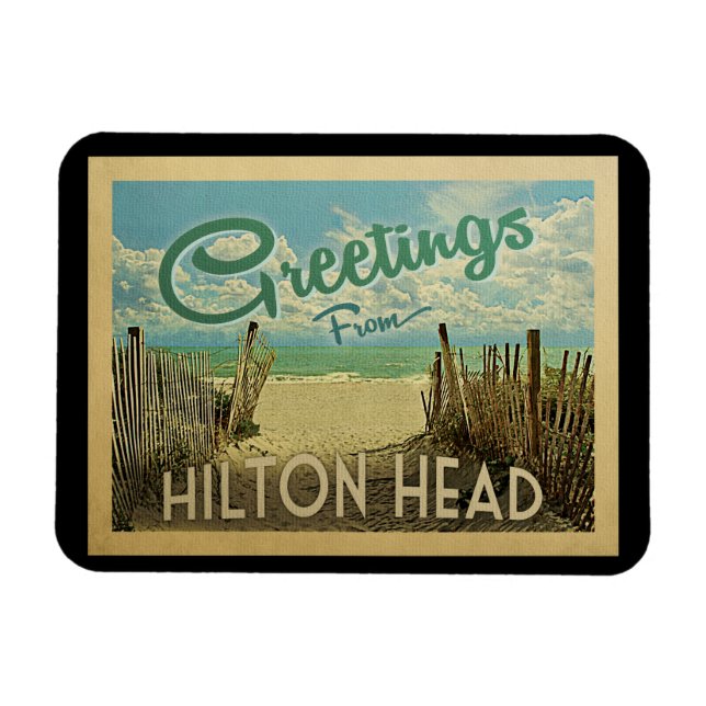 Hilton Head Beach Vintage Travel Magnet (Horizontal)