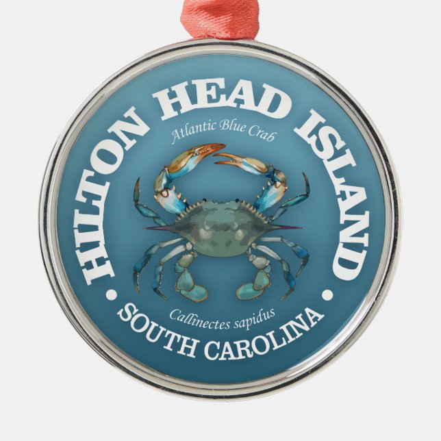 Hilton Head (blue crab) Metal Tree Decoration (Front)