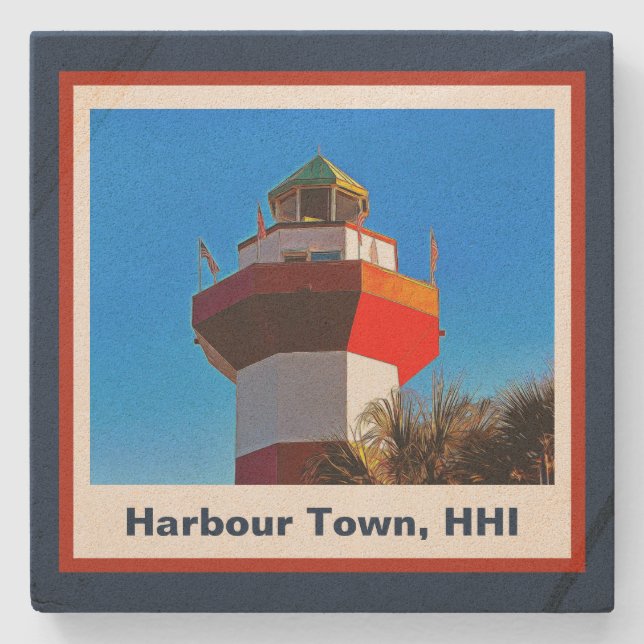 Hilton Head Island Harbour Town Lighthouse Stone Coaster (Front)