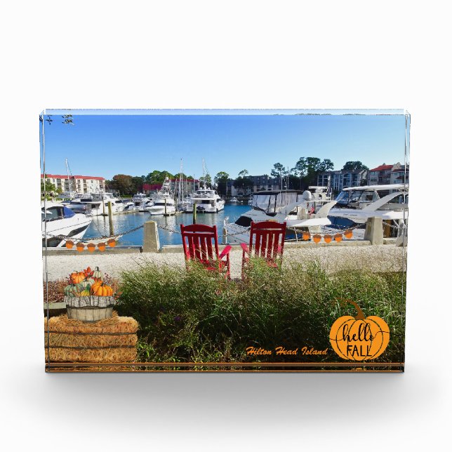 Hilton Head Island Harbour Town Marina Hello Fall Photo Block (Front)