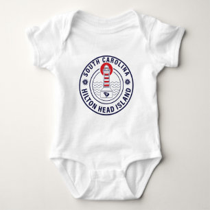 Hilton Head Island Lighthouse Retro Sunset Baby Bodysuit