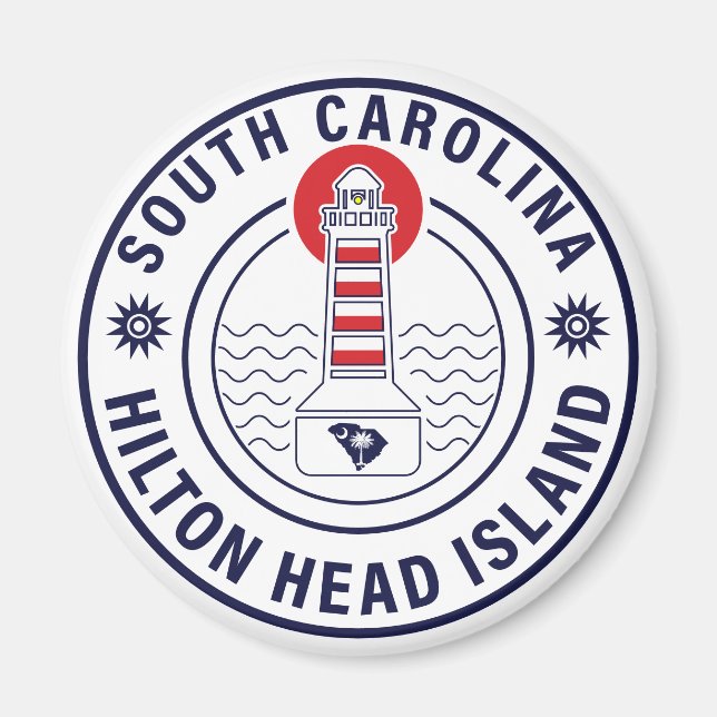 Hilton Head Island Lighthouse Retro Sunset Magnet (Front)