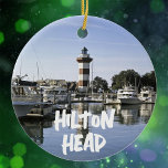 Hilton Head Island Lighthouse, South Carolina Ceramic Tree Decoration<br><div class="desc">Hilton Head Island lighthouse and marina,  South Carolina.</div>
