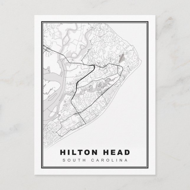 Hilton Head Island Map Holiday Postcard (Front)