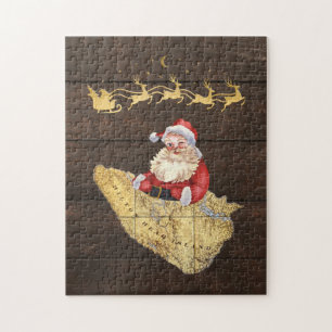 Hilton Head Island Map with Santa and Reindeer Jigsaw Puzzle