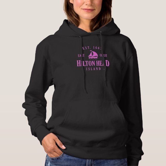 Hilton Head Island Pink Cute Women's Vacation and  Hoodie (Front)