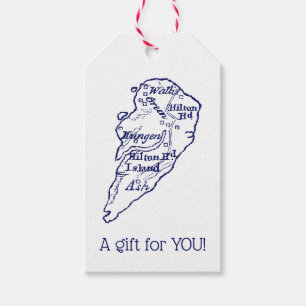 Hilton Head Island SC Vintage Map Navy Blue Gift Tags