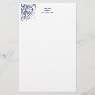 Hilton Head Island SC Vintage Map Navy Blue Stationery