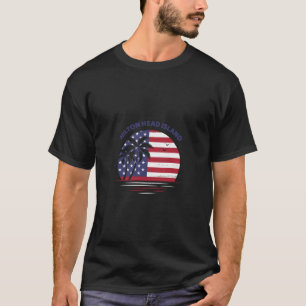 Hilton Head Island Shirt American Flag Sunset Palm