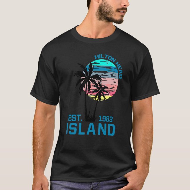 Hilton Head Island South Carolina Beach Palm Trees T-Shirt (Front)