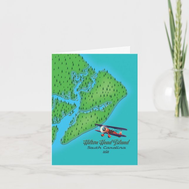 Hilton Head island South Carolina Map Note Card (Front)