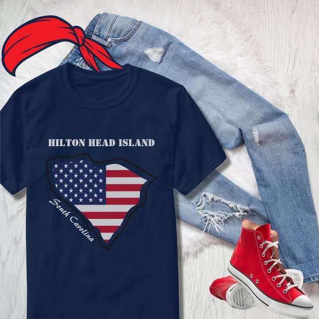 Hilton Head Island South Carolina Patriotic Flag T-Shirt (Creator Uploaded)