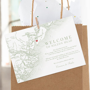 Hilton Head Sage Green Wedding Welcome Itinerary Thank You Card