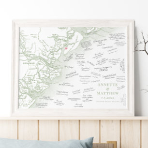 Hilton Head Wedding Elegant Sage Guest Book Poster