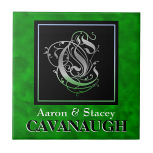 Him and Her Surname - Irish Green Monogram Tiles