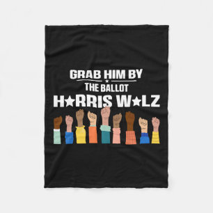 Him By The Ballot Kamala 2024 Funny Harris Electio Fleece Blanket