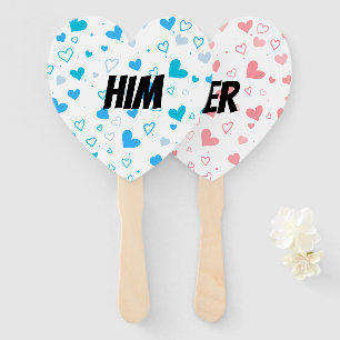 HIM OR HER BRIDE AND GROOM WEDDING HAND FAN
