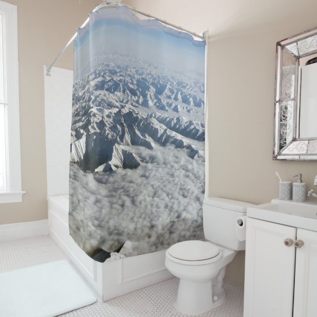 Himalaya mountains under clouds - Tibet Shower Curtain (In Situ)