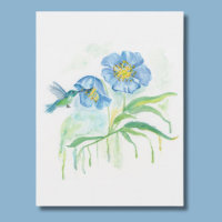 Himalayan Blue Poppy with Hummingbird